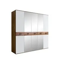 Шкаф 5-ти дв. с зеркалами Bogemia Woodline Wood Fi (Белый/Хром) БМШ1/5(Wo)