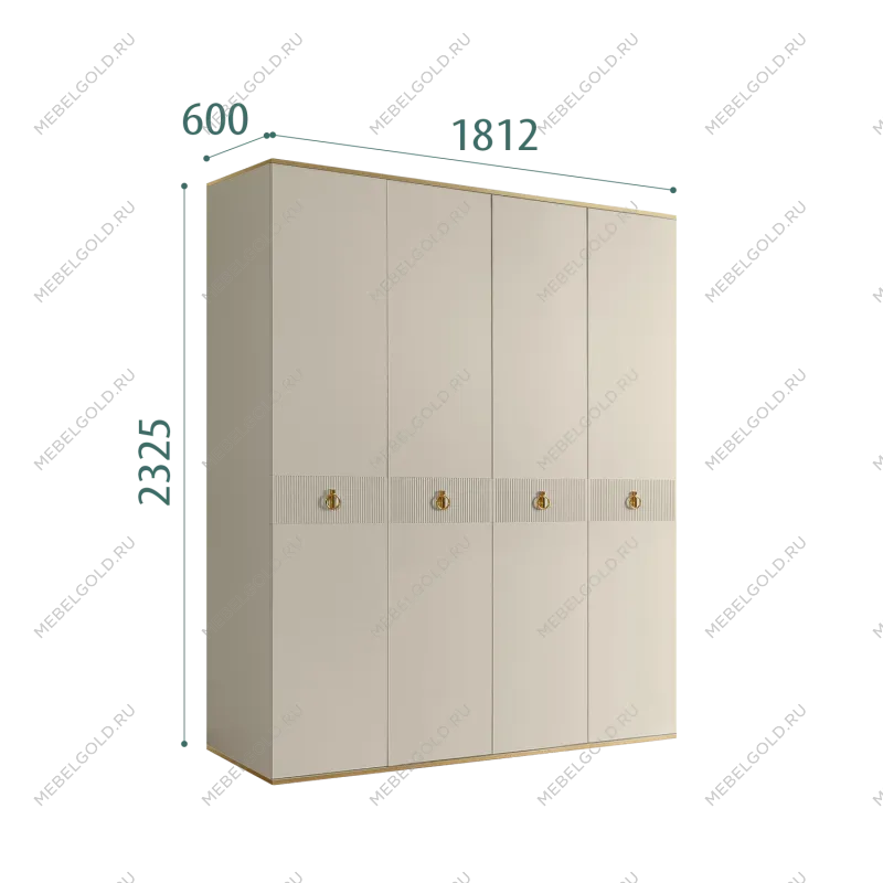 Шкаф 4-х дверный Римини СОЛО (Ваниль/Золото) РМШ2/4(s)