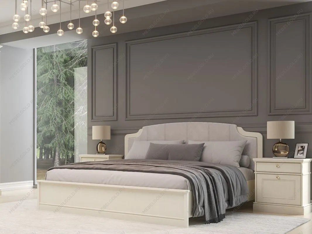 Кровать (каркас) Люкс 1400, Сиена (1594*2110*1090) Береза бежевая, 12308 | изображение 1