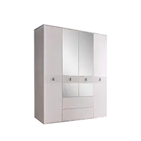 Шкаф 4-х дверный с зеркалом, с ящиками Римини СОЛО (Белый/Серебро) РМШ1/41(s)