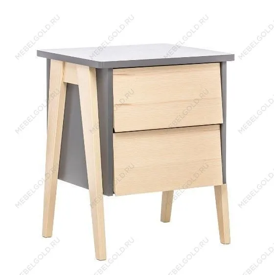 Тумбочка Сканди 2 ящ. (Натуральное дерево/серый ясень)