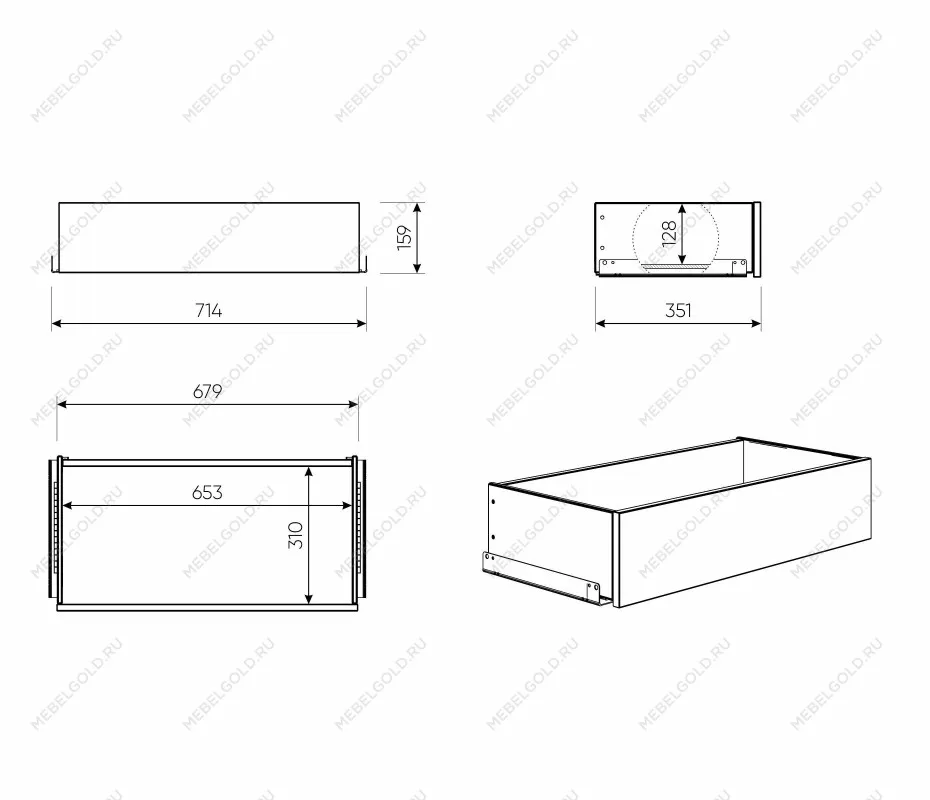 Ящик выдвижной к шкафу МАКС, 68х36х16 см, дуб венге, черно-коричневый | изображение 8