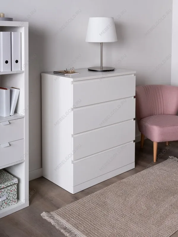 Комод Варма Прайм, 4 ящика, 80х100х48 см, эмаль, белый | изображение 1