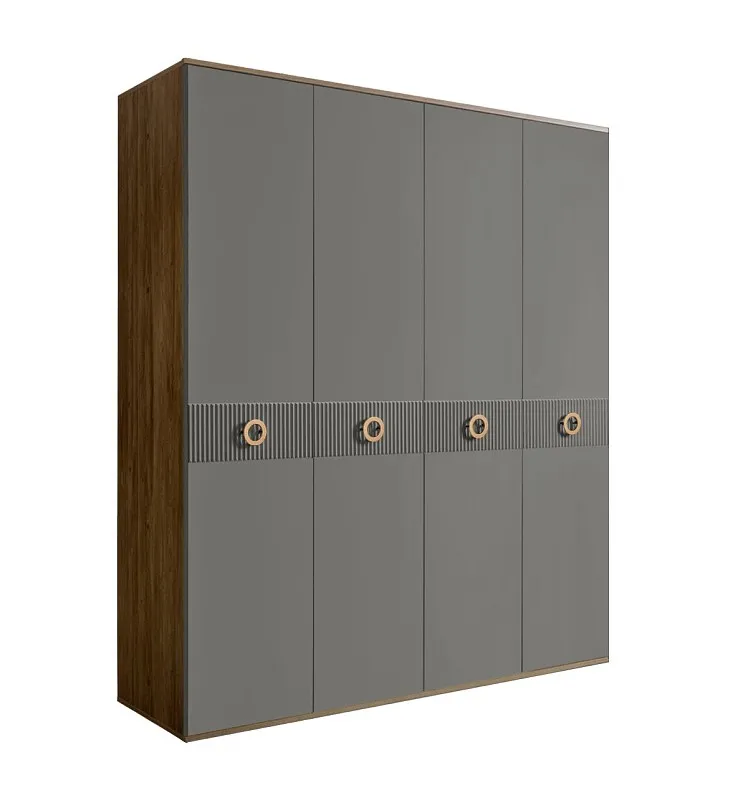 Шкаф 4-х дверный Bogemia Woodline Fi (Серый/Золото) БМШ2/4