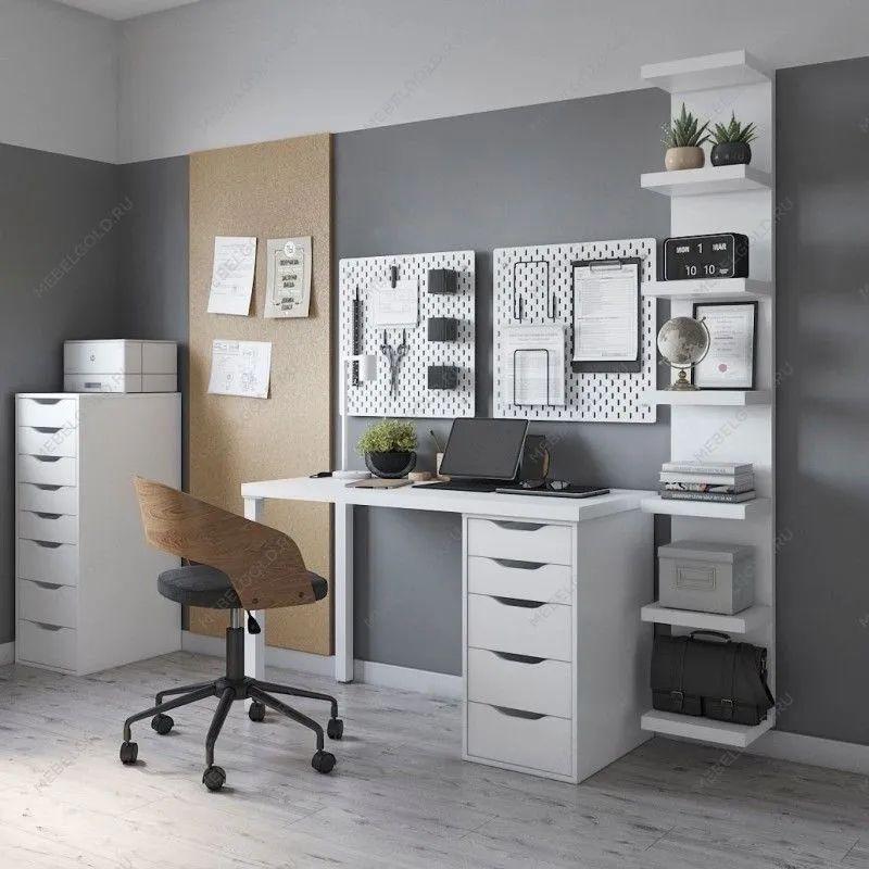 Стол письменный Ингар, 5 ящиков, 140х75х55 см, белый | изображение 7