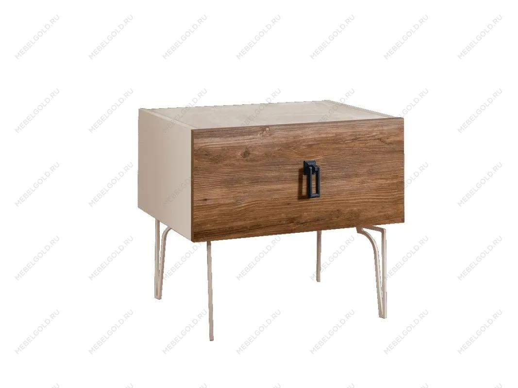 Тумба прикроватная Bogemia Wood Fa (Слоновая кость) (Novabuk/Черный) БМТП-1(Wo)