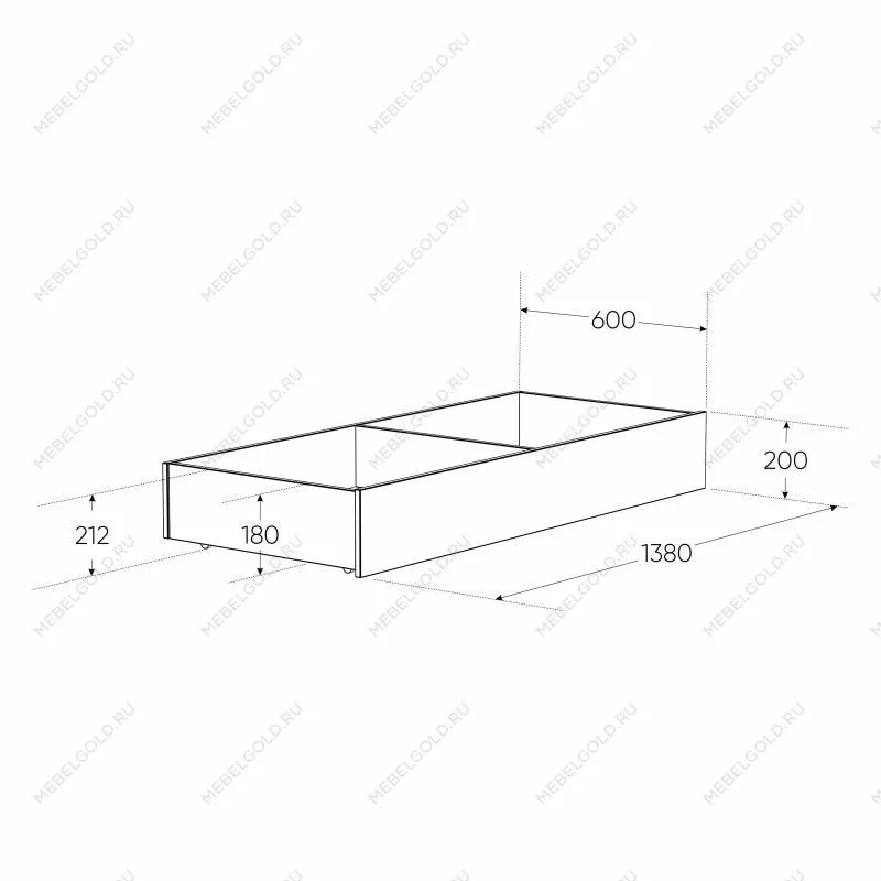 Ящик выкатной для кроватей СИРИУС, 138х60х20 см, белый | изображение 3