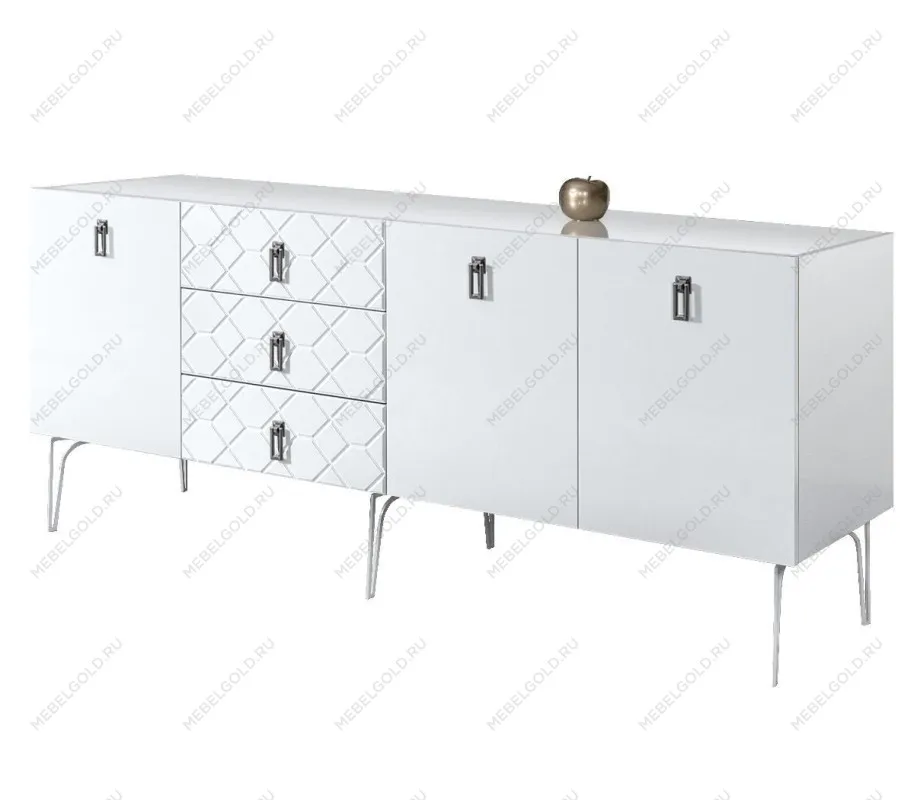 Комод 2.1м Bogemia Farfalle (Белый) (Lakobel/Хром) БМКМ-5(Fa)