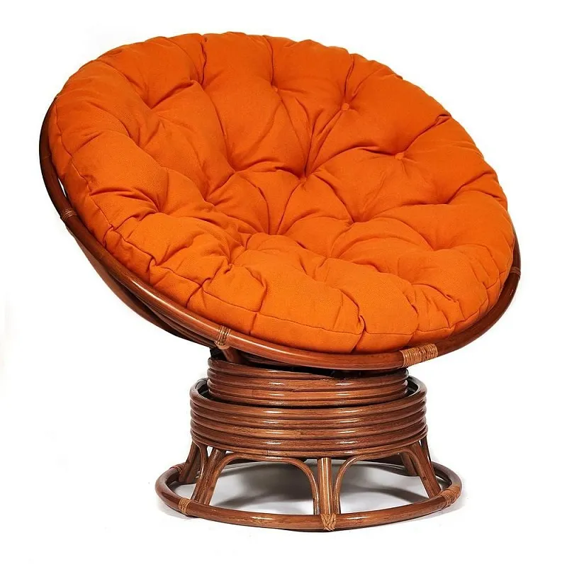 Кресло-качалка Papasan с подушкой Орех, ткань, оранжевый