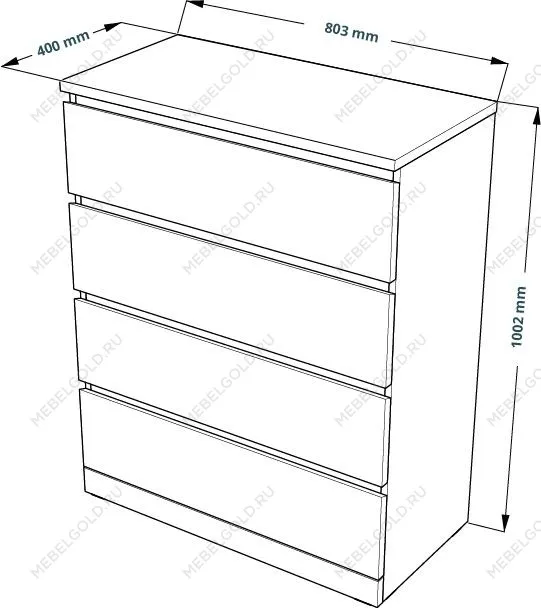 Комод Варма, 4 ящика, 80х100х40 см, эмаль белая | изображение 12