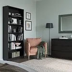 Стеллаж Варма, 6 полок, 78х198х28 см, шпон ясень, черный | изображение 3