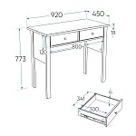 Стол туалетный Сага, 92х45, темно-бирюзовый/ясень | изображение 10