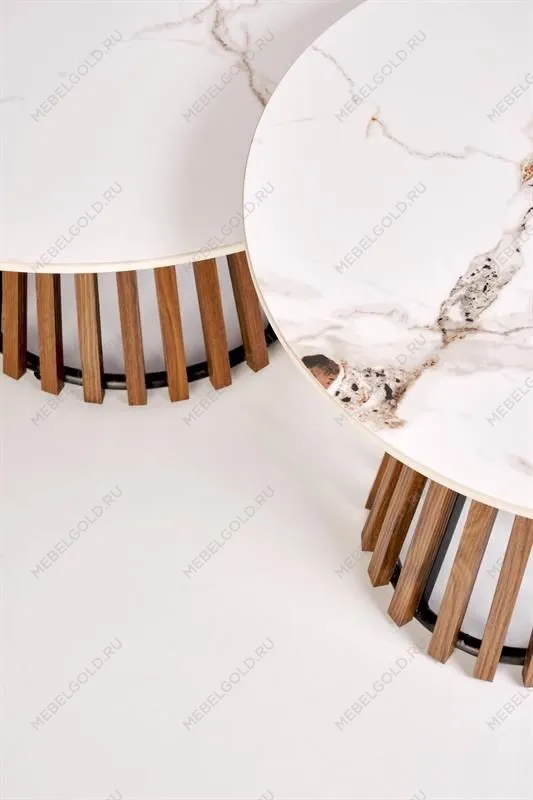 Стол журнальный Halmar CARINA (бежевый мрамор/орех) | изображение 12