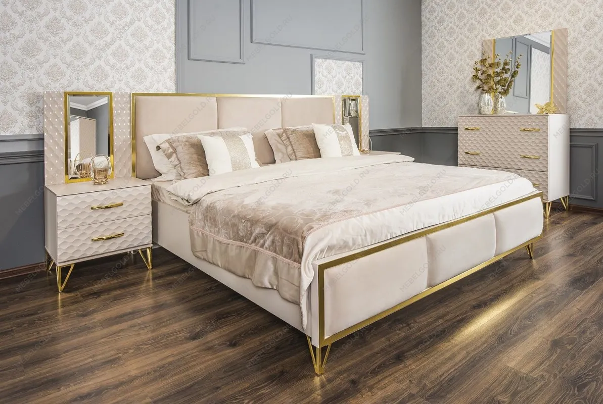 Комод Лара 3 ящика бежевый глянец | изображение 5