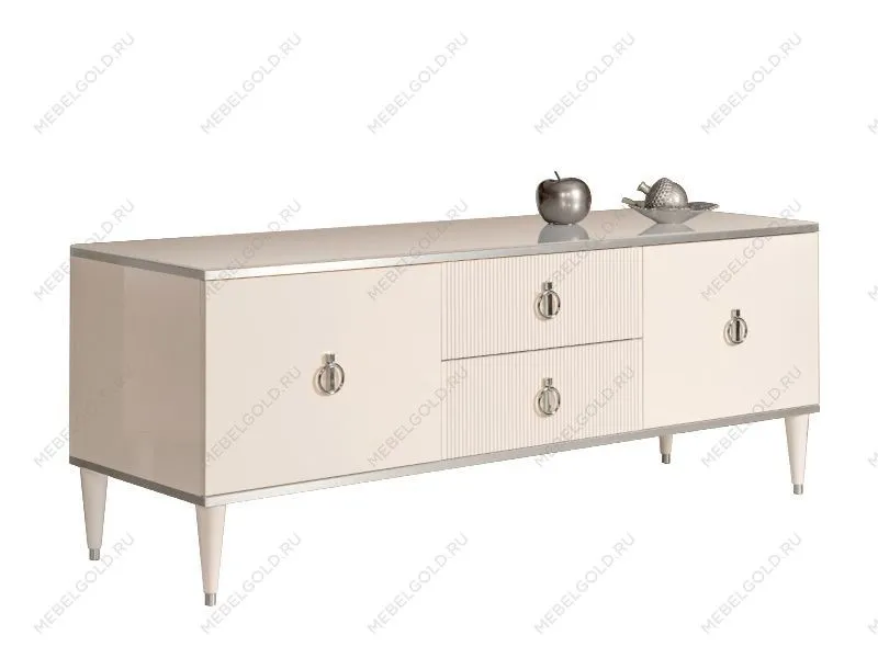 Тумба под телевизор Римини СОЛО (Слоновая кость/Серебро) РМТ-3(s)