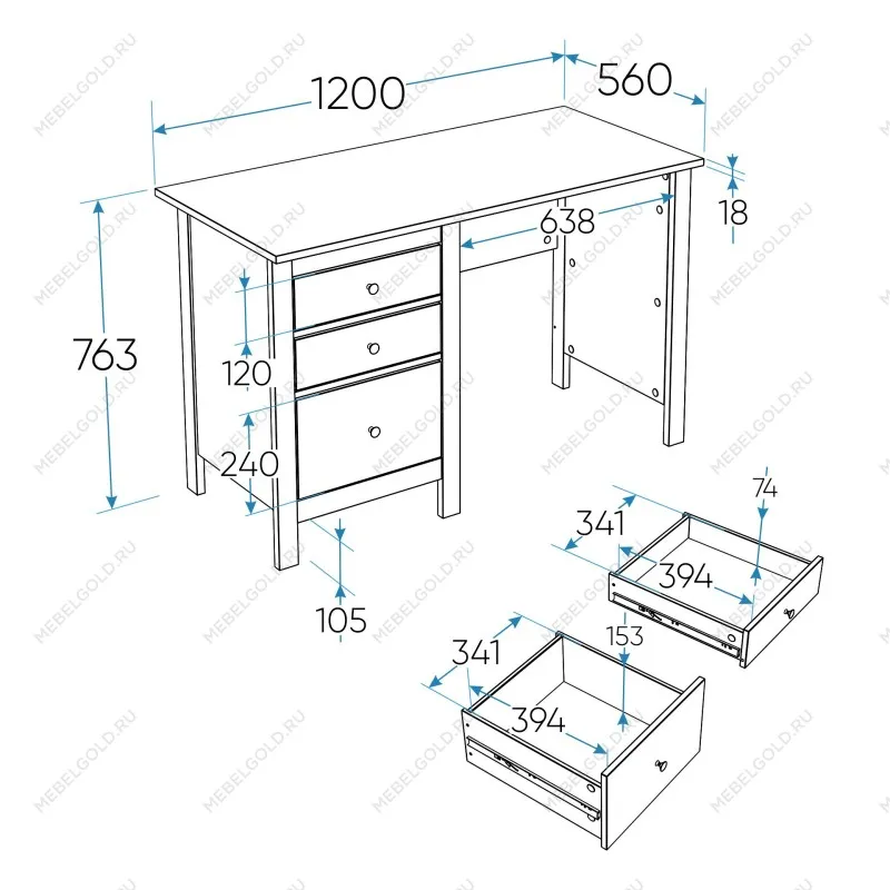 Стол письменный Сага, 120х56, серый | изображение 12