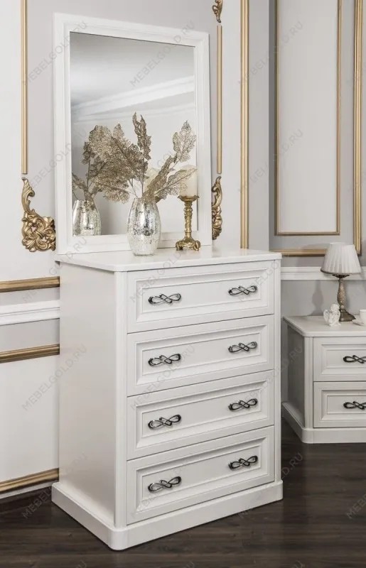 Комод Мишель 4 ящ. узкий белый матовый | изображение 3