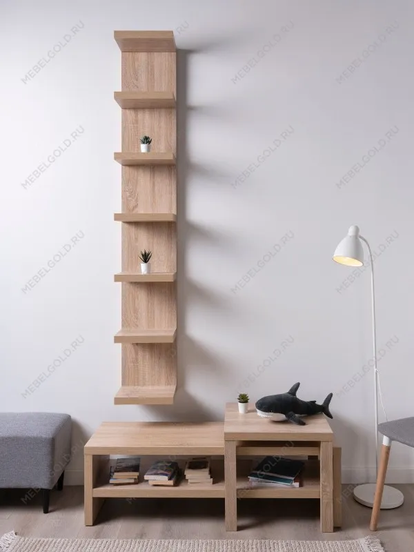 Полка настенная Фора, 30х189х27 см, дуб беленый | изображение 1