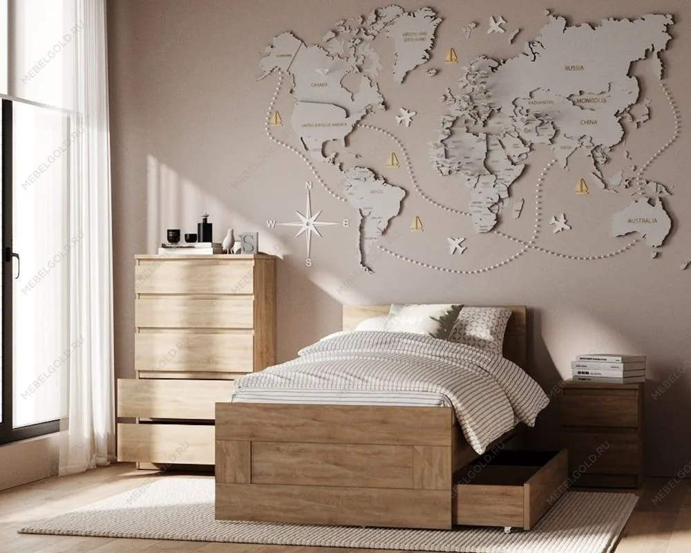 Кровать односпальная Сириус, 80х200 см, сонома | изображение 4