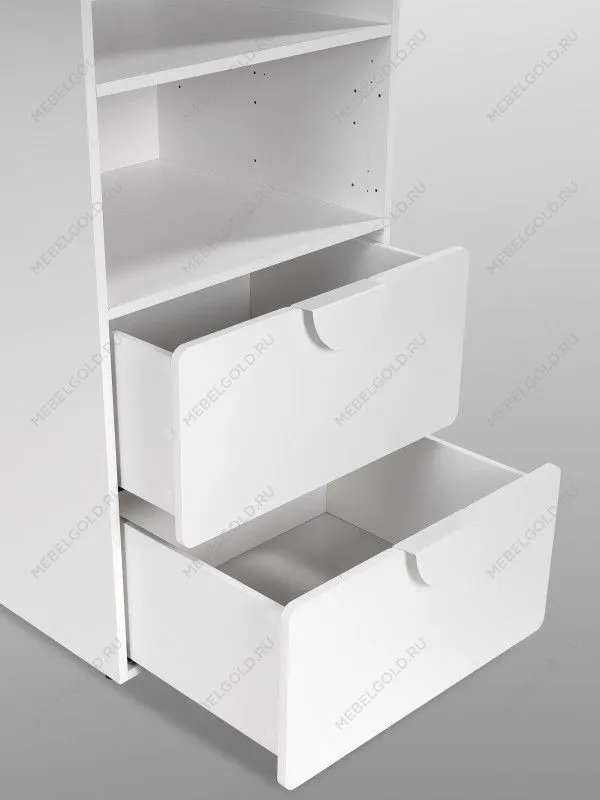 Стеллаж Пикси, с двумя выдвижными ящиками 60x57x180, белый (робкий подснежник) | изображение 16