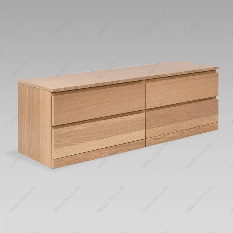 Комод Варма Прайм, 4 ящика, горизонтальный, 160х54х48 см, шпон натурального дерева, дуб беленый