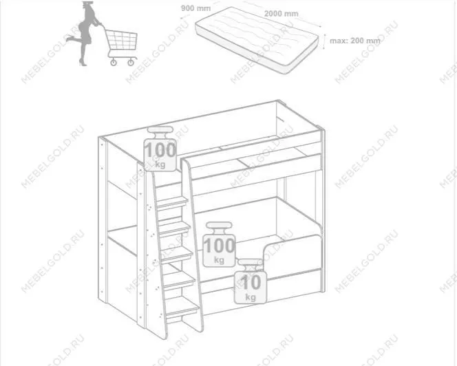 Кровать двухъярусная Джаз | изображение 3