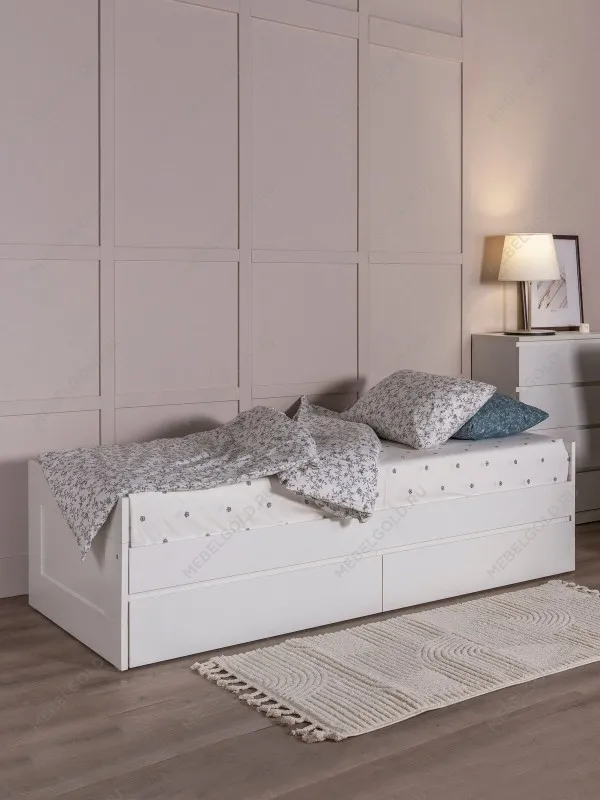 Кровать раздвижная Сириус, с ящиками, 80х200/160х200 см, белая | изображение 7
