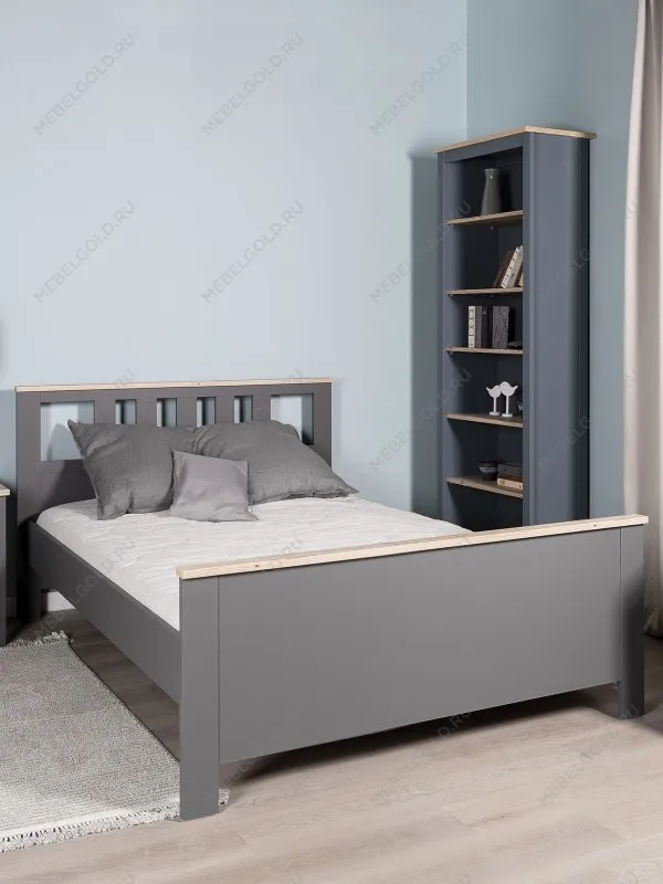 Кровать двуспальная Сага, 140х200 см, серая/ясень | изображение 1