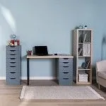 ИНГАР 1/5Т стол письменный 120x75x55, дуб беленый/серо-бирюзовый/черный | изображение 3