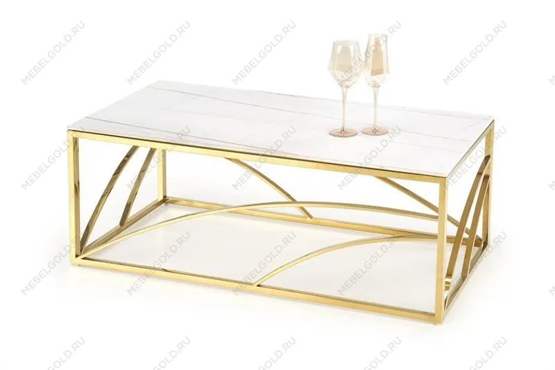 Стол журнальный Halmar UNIVERSE 3 (белый мрамор/золотой)