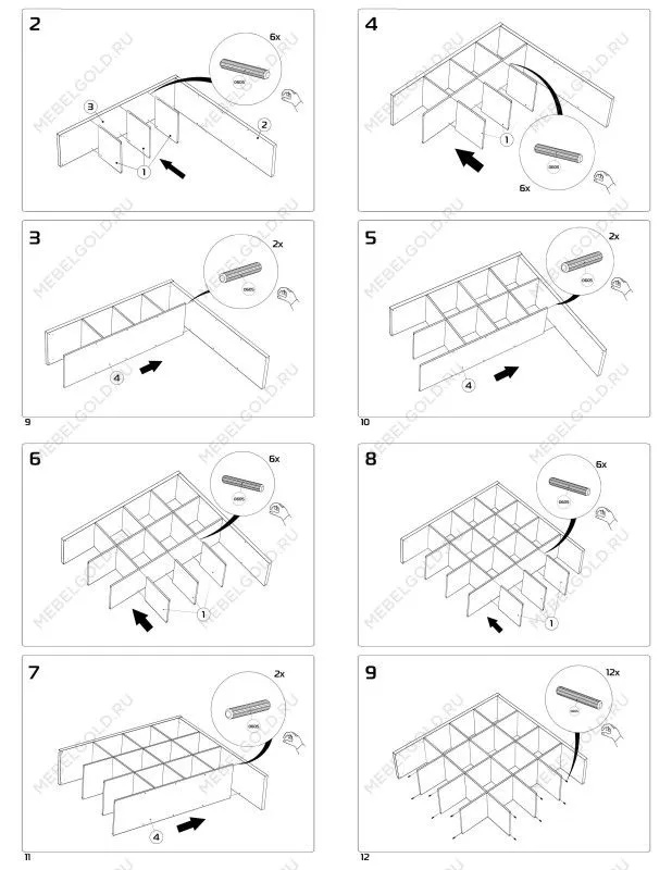 Стеллаж Фора, 16 полок, 147x147х38 см, дуб беленый | изображение 11