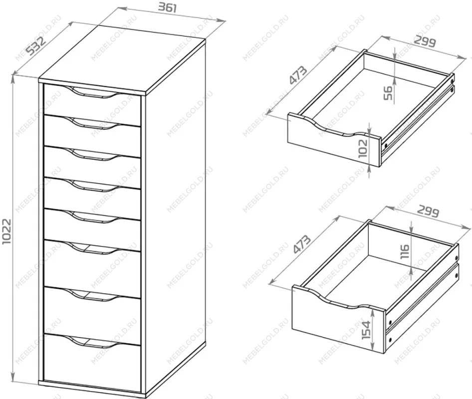 Комод Ингар, 8 ящиков, 36x102x53 см, серо-бирюзовый | изображение 13