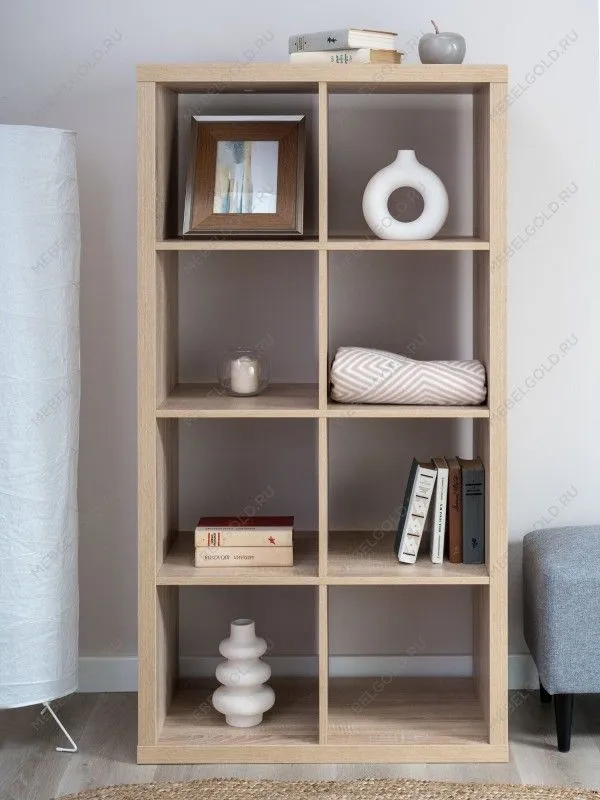 Стеллаж Фора, 8 полок, 77х147х38 см, дуб беленый | изображение 1