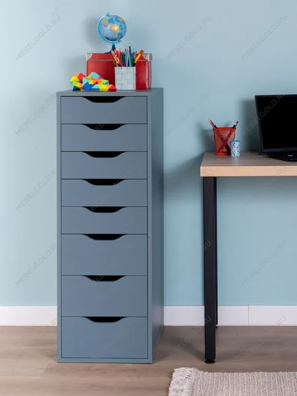 Комод Ингар, 8 ящиков, 36x102x53 см, серо-бирюзовый | изображение 5