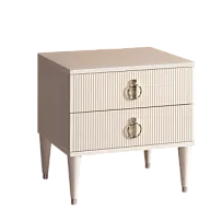 Тумба прикроватная 2 ящика Римини СОЛО (Бежевый/Серебро) РМТП-2(s)