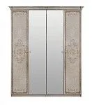 Шкаф Патрисия 4-дверный (2+2) с зеркалом крем корень глянец | изображение 1