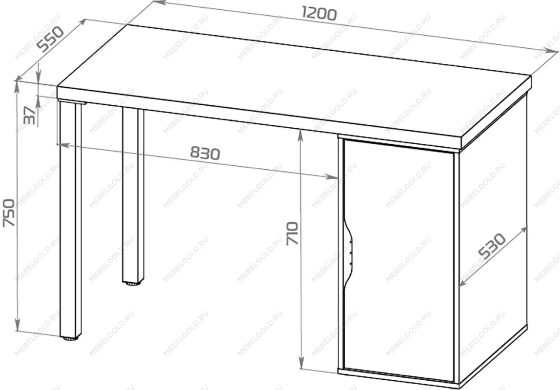 Стол письменный Ингар, с дверцей, 120x75x55, белый, столешница дуб беленый | изображение 13