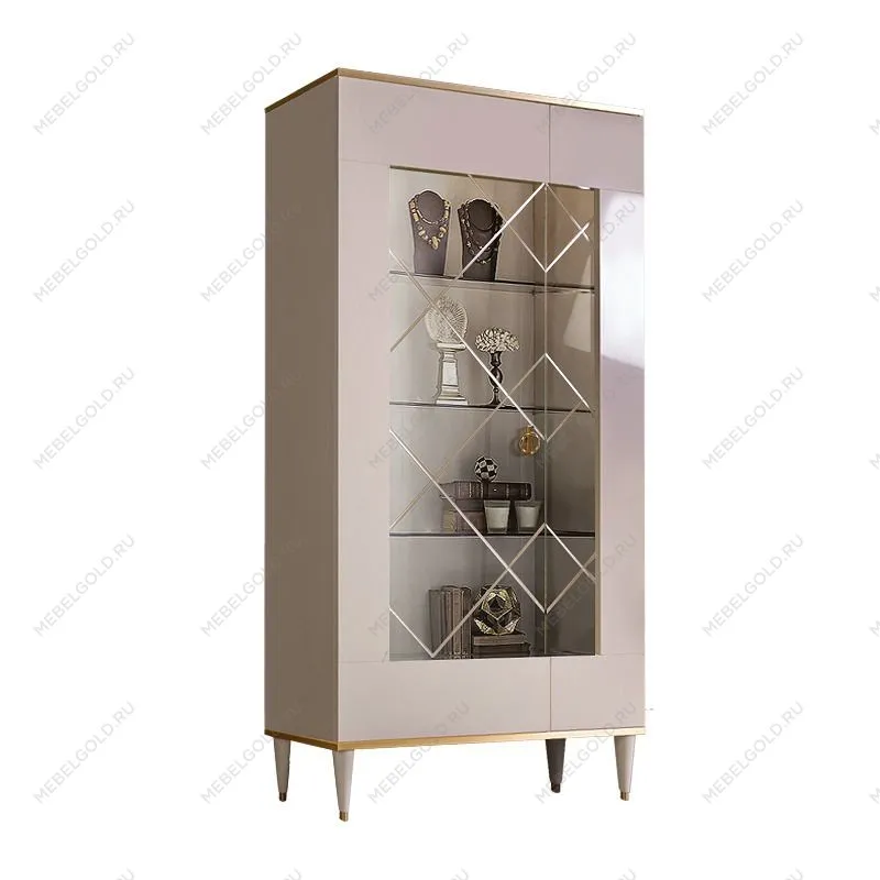 Витрина 2-ств. Римини (Слоновая кость/Золото) (Левая) РМВ2-2С