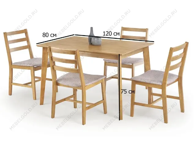 Комплект столовой мебели Halmar CORDOBA (стол + 4 стула) дуб | изображение 1
