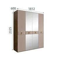 Шкаф 4-х дв. с зеркалами Bogemia Woodline Wood Fi (Мокка/Хром) БМШ1/4(Wo)