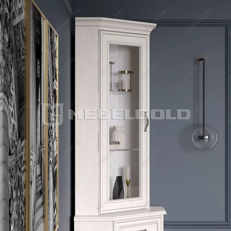 Лобня - Шкаф с витриной Тиффани 1VU вудлайн кремовый | изображение 2