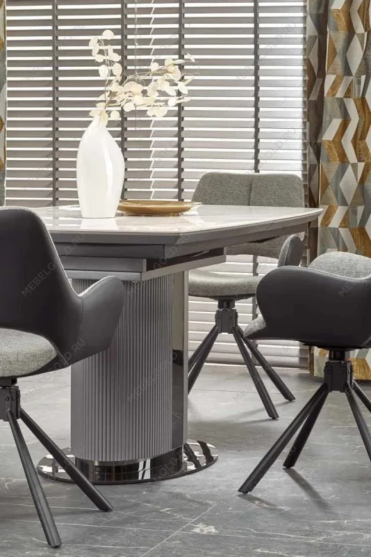 Стол обеденный Halmar DANCAN раскладной (белый мрамор/серый/черный) | изображение 4