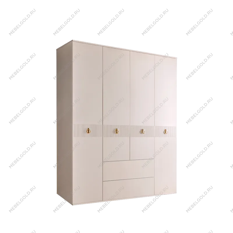 Шкаф 4-х дверный с ящиками Римини СОЛО (Бежевый/Золото) РМШ2/41(s)