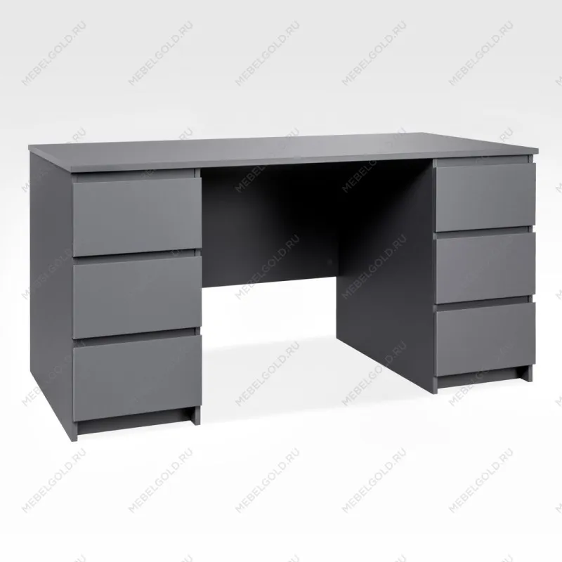 Стол письменный Кастор, 6 ящиков, 151х65х75 см, серый