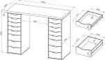 Стол письменный Ингар, 16 ящиков, 140х106х55 см, белый | изображение 15