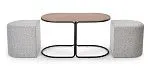 Комплект Halmar PAMPA, стол журнальный + 2 пуфа (орех/черный, серый) | изображение 7