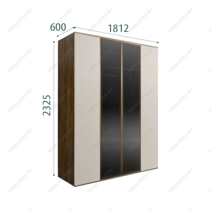 Шкаф 4-х дв. Bogemia Woodline Air (Шелк/Золото) БМШ2/42(2)