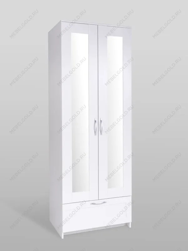 Шкаф Сириус, 2 двери и 1 ящик с зеркалом, 78х59х220 см, белый | изображение 8