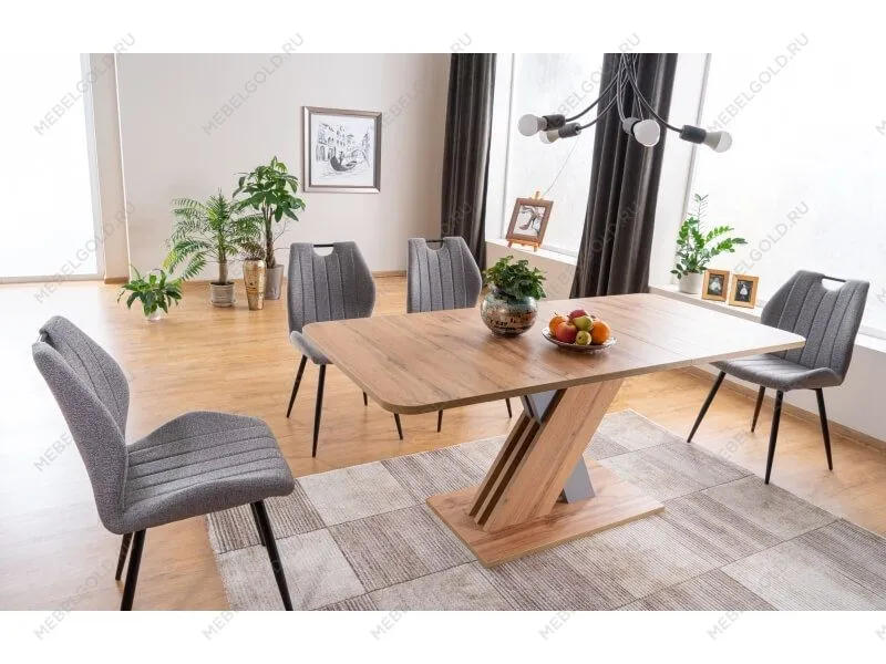 Стол обеденный SIGNAL EXEL D 140 (дуб вотан/серебряный) | изображение 3