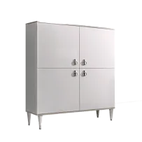 Пенал 4 двери Римини (Белый/Серебро) РМП-3